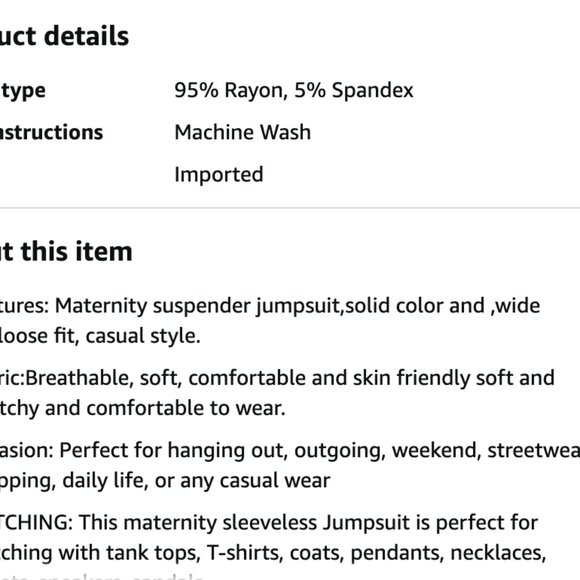 Small Xpenyo Maternity Casual suspender jumpsuit Women's Loose‎ Wide Leg Overall - Picture 7 of 7